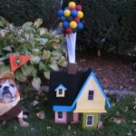 bulldog dressed as boy scout Russell from movie Up halloween dog costume