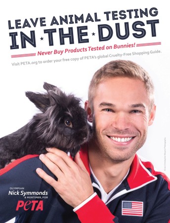 Nick Symmonds fights cosmetic testing on animals in new PETA campaign.