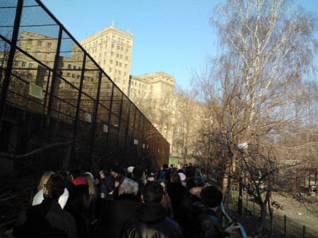 Hundreds of people came out to donate food for the starving animals. Photo Credit: Facebook.com
