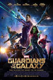 James Gunn's Guardians of the Galaxy stars Chris Pratt, Zoe Saldana, Bradley Cooper and Vin Diesel.